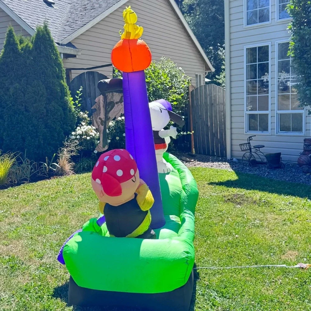 Gemmy Good Grief Peanuts Halloween Inflatable Snoopy Charlie Brown Pirate Ship